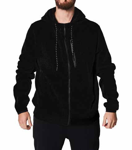 Zip Through Hoodie w/ Trim Brushed Fleece