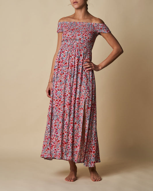 SHIRRED CAP CLEEVE DRESS