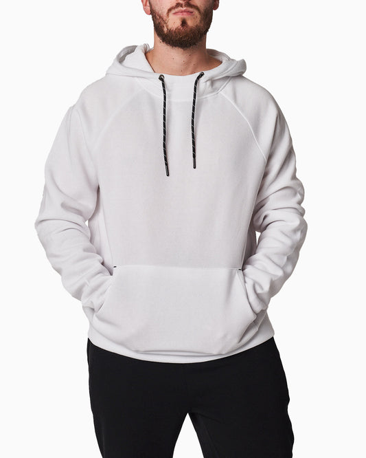 Hoodie With Kanga Pocket and Cord Detail - White