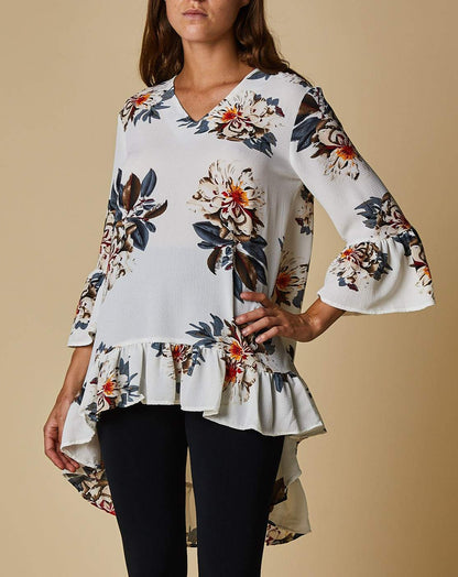 V-Neck Frill Sleeve Top