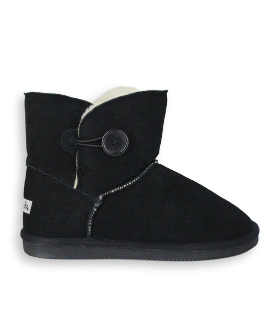1 Button Mini Ugg Boot Cow Suede - Black