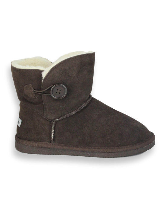 1 Button Mini Ugg Boot Cow Suede - Chocolate
